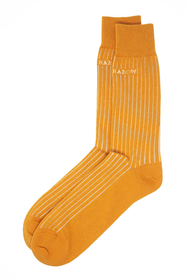 Peper Harow mustard Recycled Ribbed men's luxury socks topshot