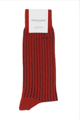 Peper Harow red Recycled Ribbed men's luxury socks rider