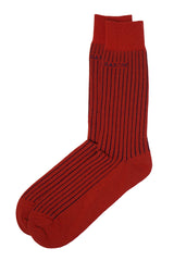 Peper Harow red Recycled Ribbed men's luxury socks topshot