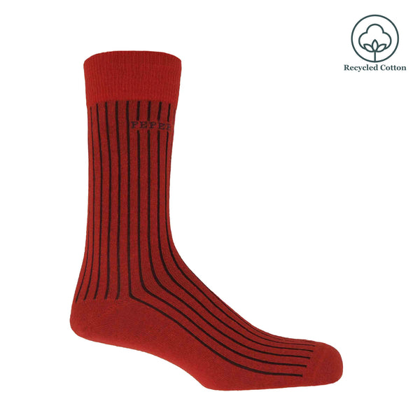 Peper Harow red Recycled Ribbed men's luxury socks