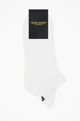 Peper Harow plain white Organic men's luxury trainer sport socks in packaging