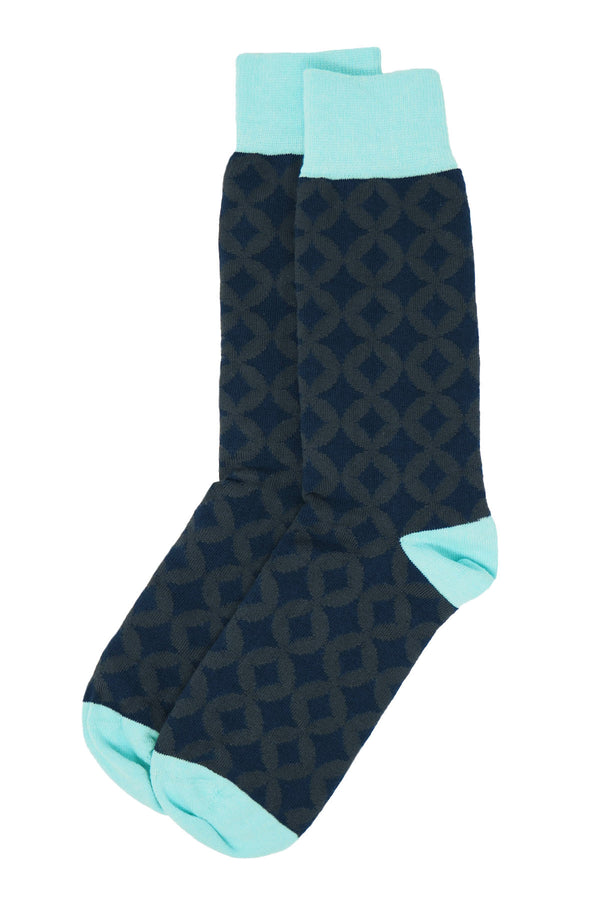 Peper Harow navy Mosaic men's luxury socks topshot