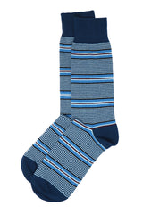 Peper Harow navy Multistripe men's luxury socks topshot