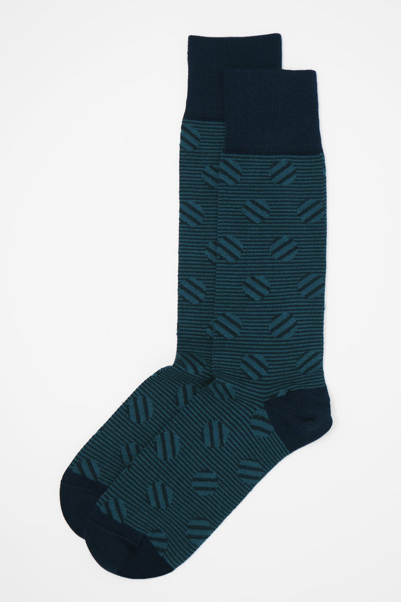 Peper Harow navy Polka Stripe men's socks top shot