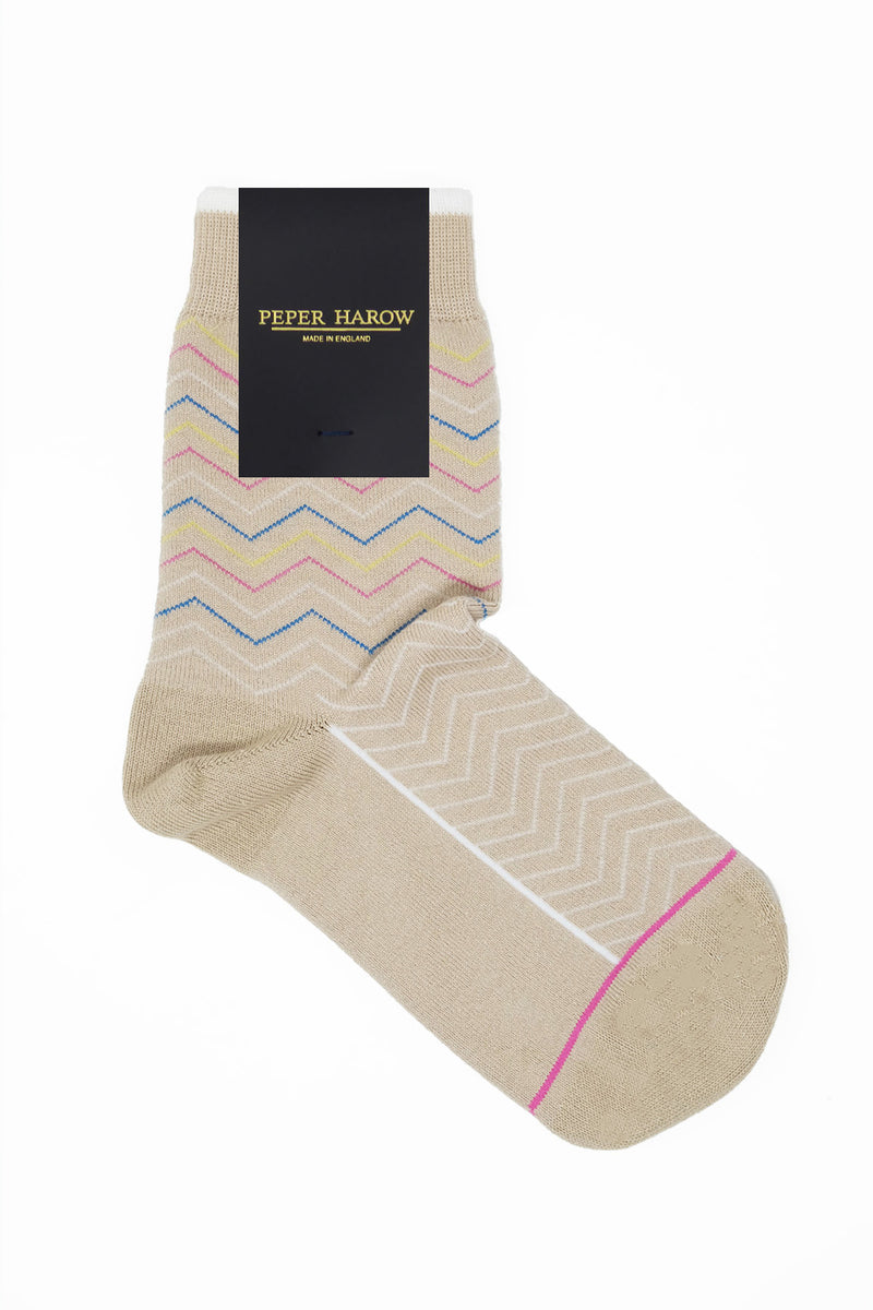 Peper Harow beige Oblique women's luxury socks in packaging