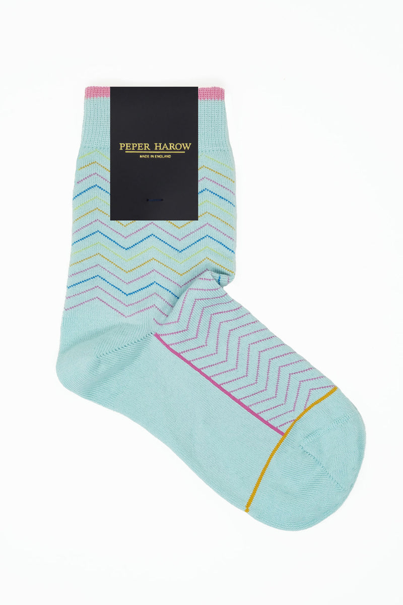Peper Harow lilac Oblique women's luxury socks in packaging