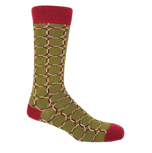 Olive Linked men's luxury socks by Peper Harow