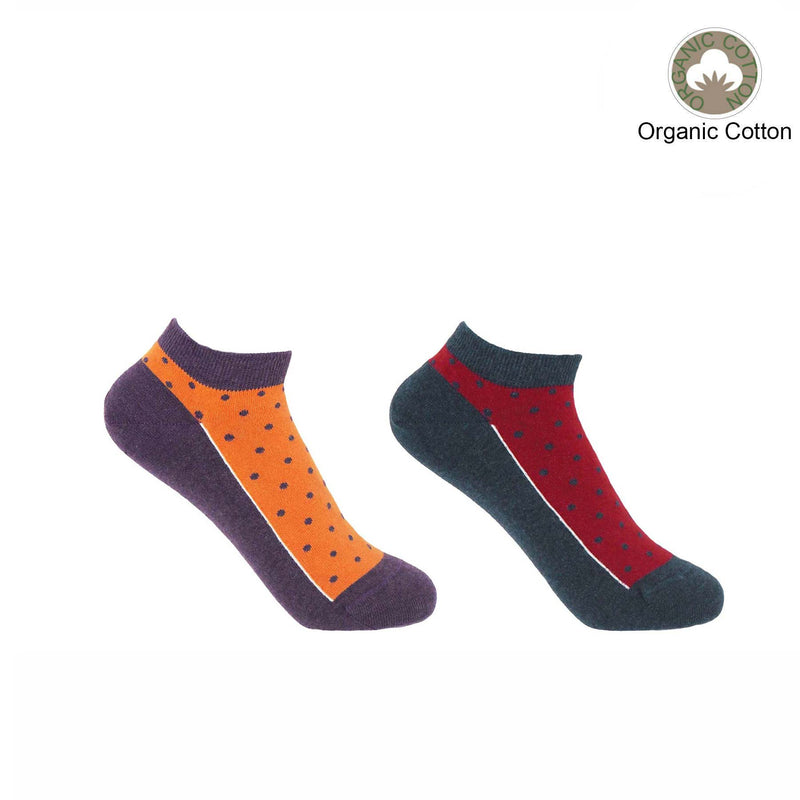 Polka Women's Organic Trainer Socks Bundle - Berry & Denim