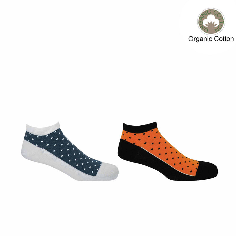 Polka Men's Organic Trainer Socks Bundle - White & Orange