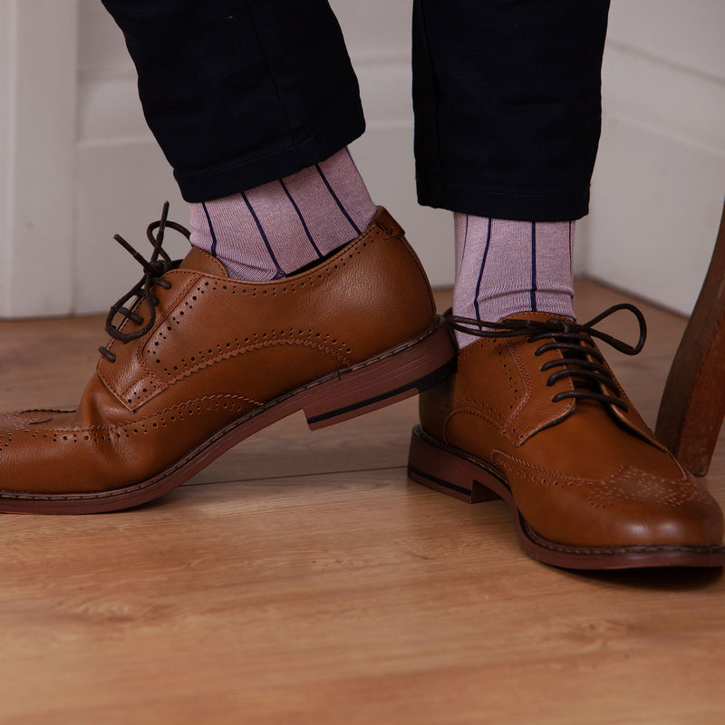 Peper Harow pink Pin Stripe men's luxury socks