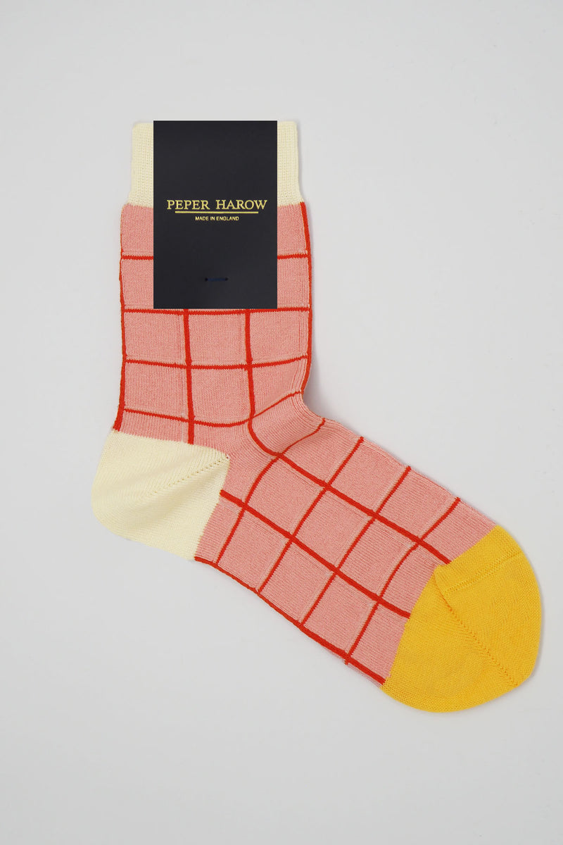 Peper Harow pink Grid women's luxury socks rider