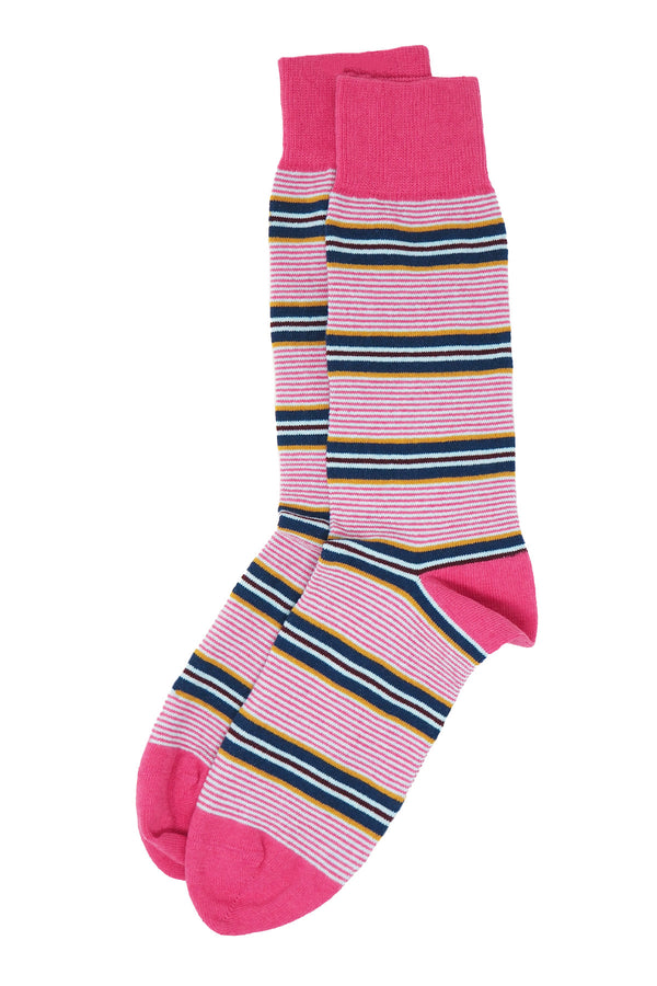 Peper Harow pink Multistripe men's luxury socks topshot