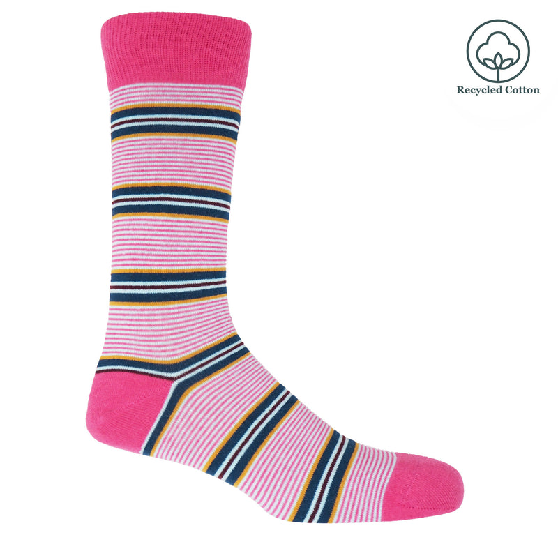 Peper Harow pink Multistripe men's luxury socks