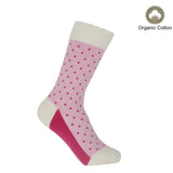 Peper Harow pink Pin Polka women's luxury organic cotton socks