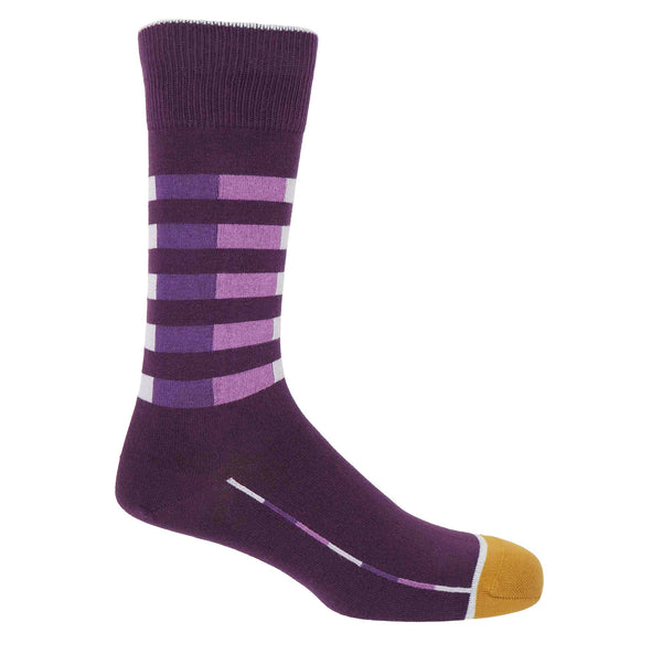Purple Quad Stripe men's luxury socks by Peper Harow