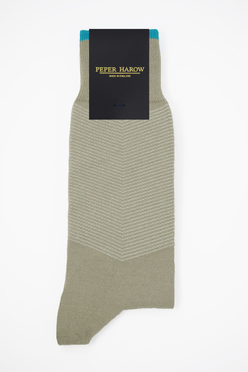 Peper Harow quartz grey Chevron men's luxury socks in packaging