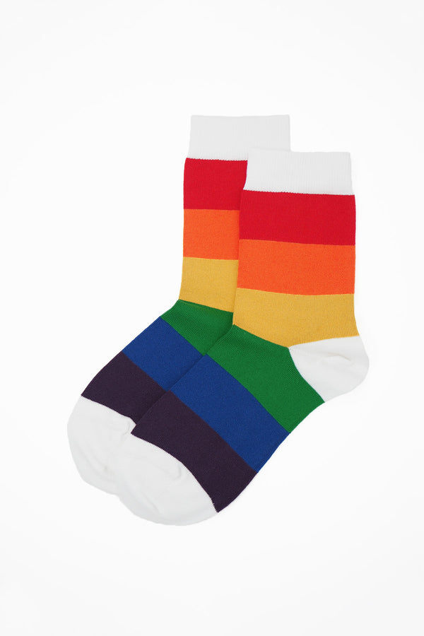 Peper Harow rainbow Block Stripe women's luxury socks topshot