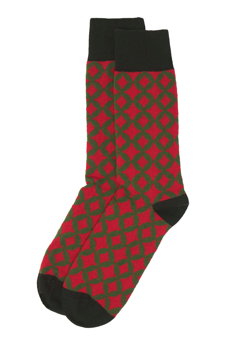 Peper Harow red Mosaic men's luxury socks topshot