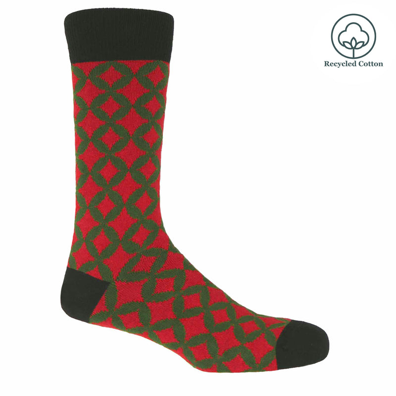 Peper Harow red Mosaic men's luxury socks