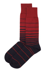Two pairs of Peper Harow burgundy Retro Stripe men's luxury socks
