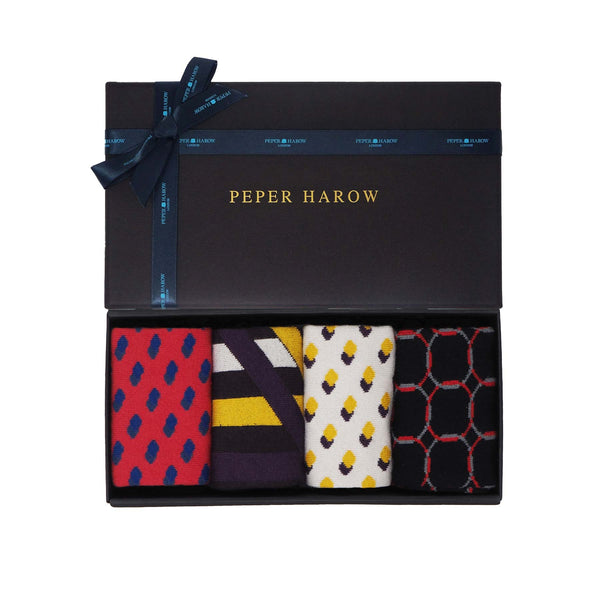 Peper Harow Roving men's luxury gift box with fours pairs of socks in