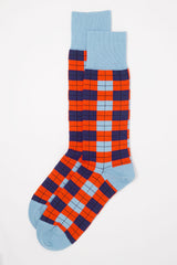 Two Peper Harow sky checkmate mens luxury socks top down