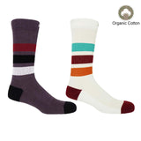 Striped Organic Men's Sport Socks Bundle - Mauve & White