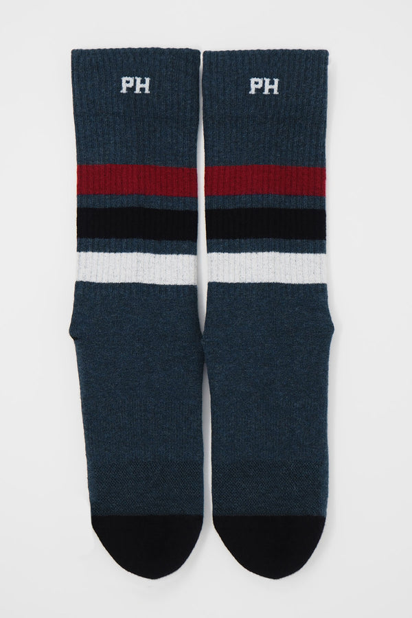 Peper Harow navy men's striped sport socks