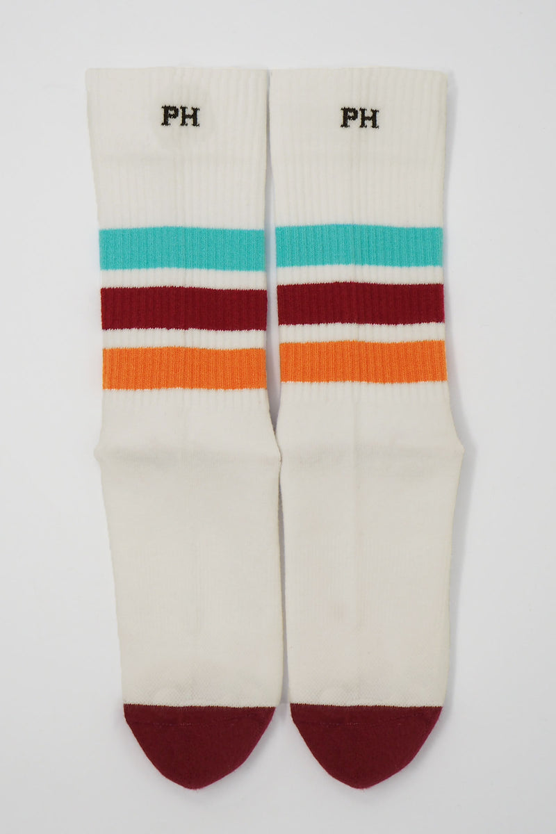 Peper Harow white women's striped sport socks