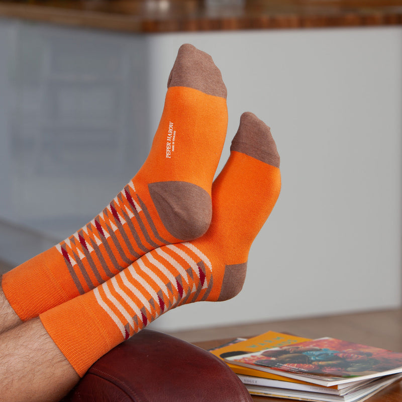 Peper Harow orange Symmetry men's luxury socks