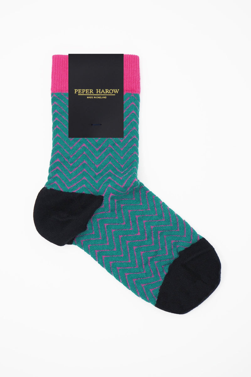 Zigzag Women's Socks - Teal