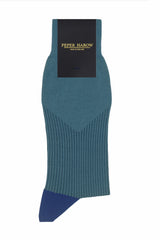 Peper Harow blue V-Stripe men's luxury socks in packaging