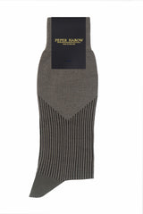 Peper Harow grey V-Stripe men's luxury socks in packaging