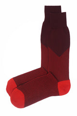 Two pairs of Peper Harow burgundy V-Stripe men's luxury socks