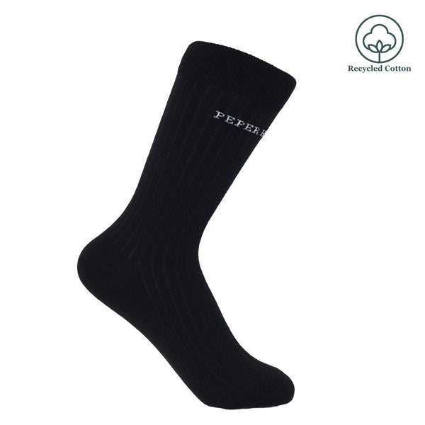 Recycled Ribbed Women's Socks - Black