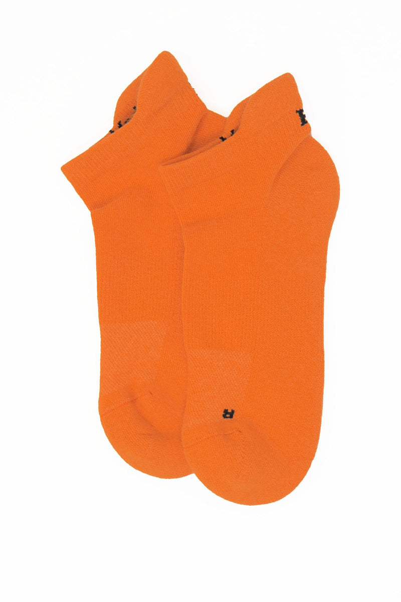 Two pairs of Peper Harow plain orange Organic women's luxury trainer sport socks