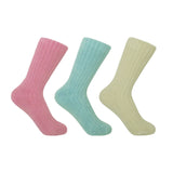 Ribbed Women's Bed Socks Bundle - Pink, Blue & Cream