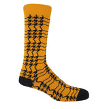 Peper Harow butterscotch yellow Houndstooth men's luxury socks