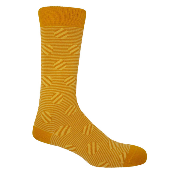 Peper Harow Butterscotch Polka Stripe men's luxury socks