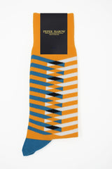 Peper Harow yellow Symmetry men's luxury socks in packaging