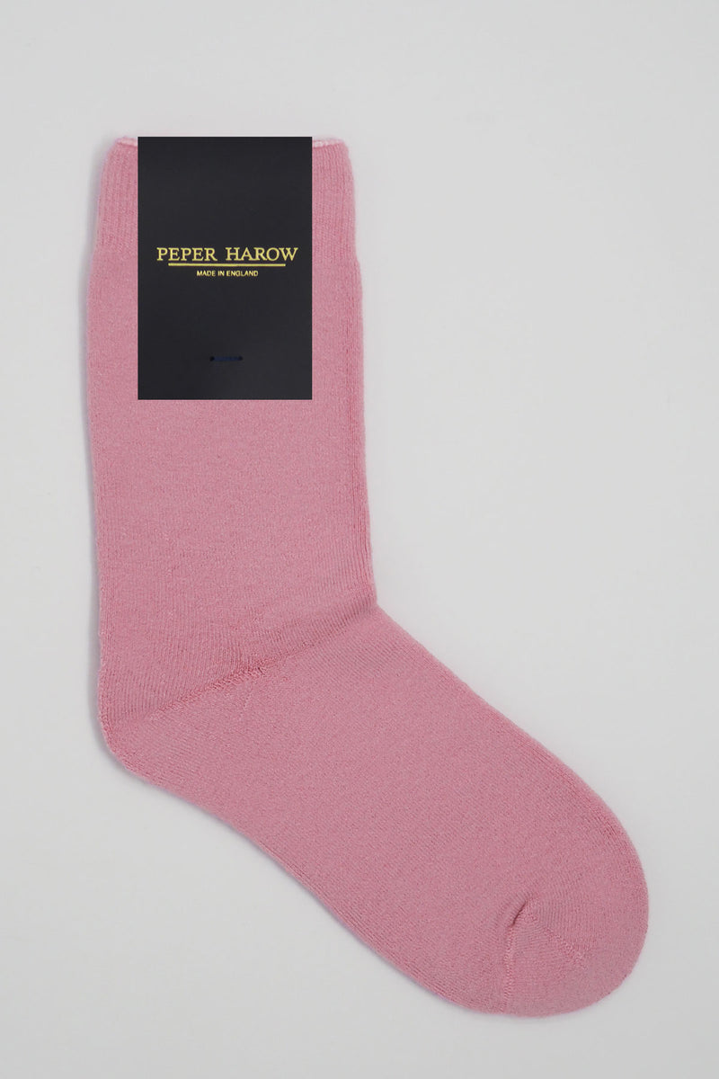 Peper Harow men's pink Plain luxury bed socks in packaging