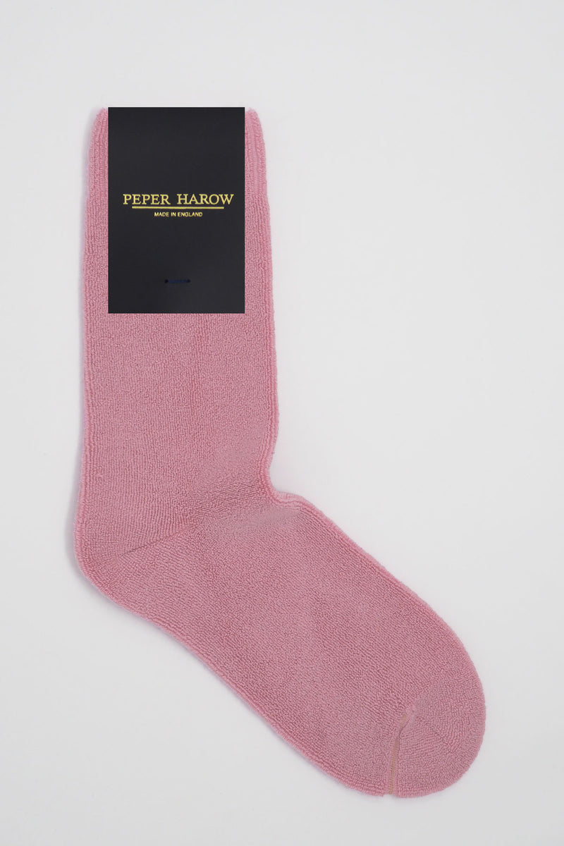 Ribbed Cuff Men's Bed Socks - Pink