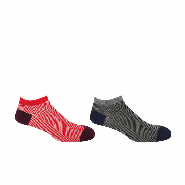 Lux Taylor Men's Trainer Socks Bundle - Red & Grey