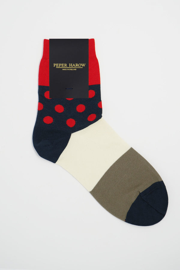 Peper Harow scarlet Mayfair women's luxury socks in packaging