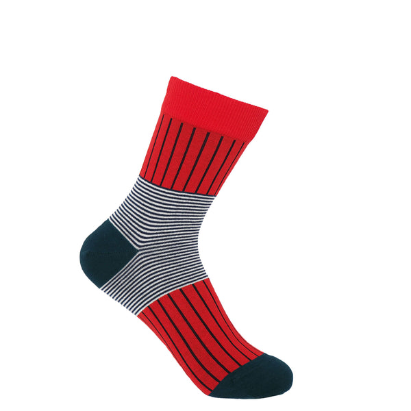 Peper Harow Scarlet Oxford Stripe women's luxury socks