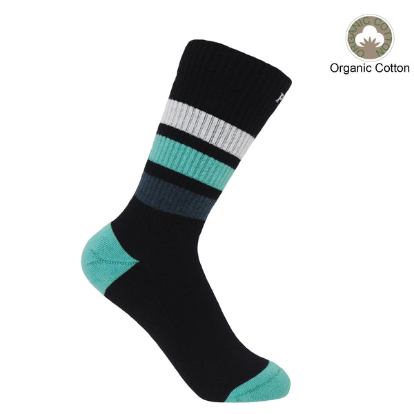 Striped Organic Women's Sport Socks Bundle - Black & Navy