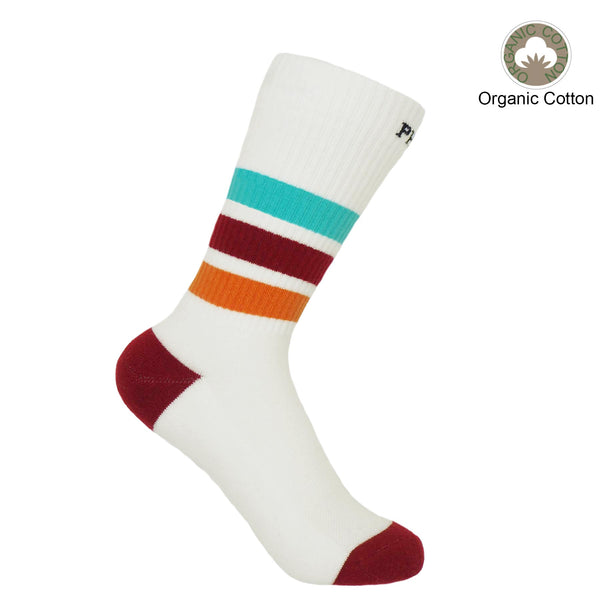Striped Organic Women's Sport Socks Bundle - White & Mauve