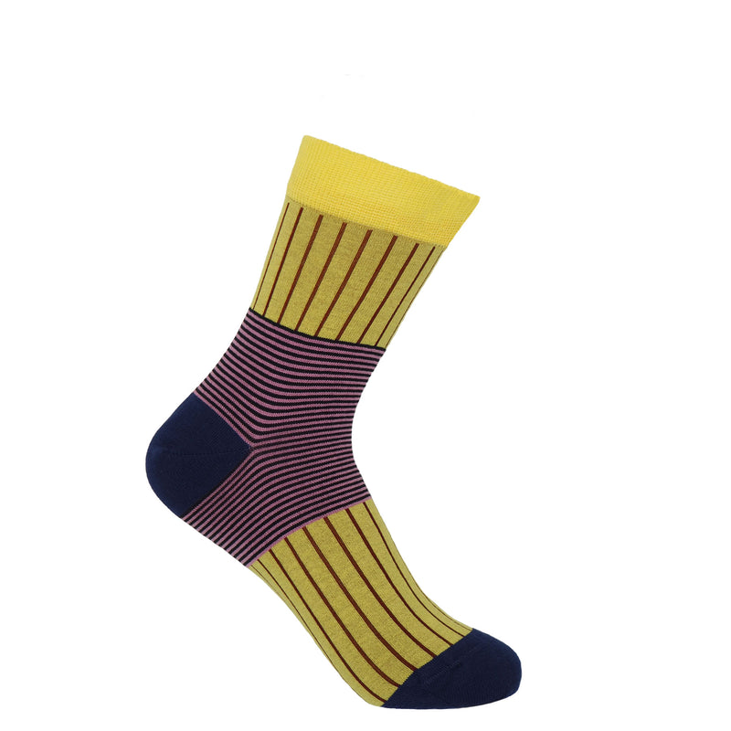 Peper Harow Yellow Oxford Stripe women's luxury socks 